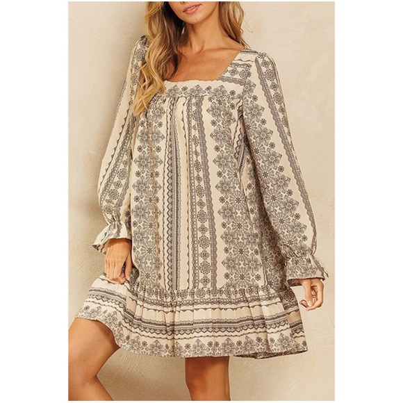 BellanBlue Dresses & Skirts - #34 Boho Print Ruffle Hem Mini Dress